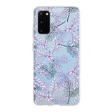 PrintiFy Samsung Galaxy S20 ile Uyumlu Kapak Floral Lila Tasarımlı 1mm Fit Şeffaf Silikon Kılıf