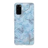 PrintiFy Samsung Galaxy S20 ile Uyumlu Kapak Floral Mavi Tasarımlı 1mm Fit Şeffaf Silikon Kılıf