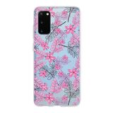 PrintiFy Samsung Galaxy S20 ile Uyumlu Kapak Floral Pembe Tasarımlı 1mm Fit Şeffaf Silikon Kılıf