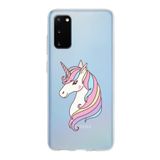 PrintiFy Samsung Galaxy S20 ile Uyumlu Kapak Unicorn Tasarımlı 1mm Fit Şeffaf Silikon Kılıf