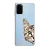 PrintiFy Samsung Galaxy S20 Plus ile Uyumlu Kapak Catface Tasarımlı 1mm Fit Şeffaf Silikon Kılıf
