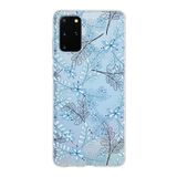 PrintiFy Samsung Galaxy S20 Plus ile Uyumlu Kapak Floral Mavi Tasarımlı 1mm Fit Şeffaf Silikon Kılıf