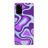 PrintiFy Samsung Galaxy S20 Plus ile Uyumlu Kapak Renkli Desen F Mor Tasarımlı 1mm Fit Şeffaf Silikon Kılıf