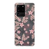 PrintiFy Samsung Galaxy S20 Ultra ile Uyumlu Kapak Floral Kırmızı Tasarımlı 1mm Fit Şeffaf Silikon Kılıf