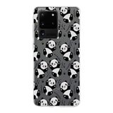 PrintiFy Samsung Galaxy S20 Ultra ile Uyumlu Kapak Panda Tasarımlı 1mm Fit Şeffaf Silikon Kılıf