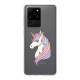 PrintiFy Samsung Galaxy S20 Ultra ile Uyumlu Kapak Unicorn Tasarımlı 1mm Fit Şeffaf Silikon Kılıf