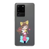 PrintiFy Samsung Galaxy S20 Ultra ile Uyumlu Kapak Vespagirl Tasarımlı 1mm Fit Şeffaf Silikon Kılıf