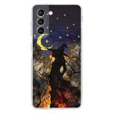 PrintiFy Samsung Galaxy S21 FE ile Uyumlu Vitray Cadı Saati Tasarımlı Şeffaf Silikon Kılıf