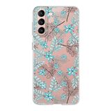 PrintiFy Samsung Galaxy S21 ile Uyumlu Kapak Floral Su Yeşili Tasarımlı 1mm Fit Şeffaf Silikon Kılıf