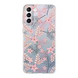 PrintiFy Samsung Galaxy S21 Plus ile Uyumlu Kapak Floral Kırmızı Tasarımlı 1mm Fit Şeffaf Silikon Kılıf