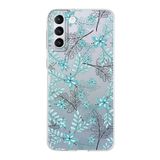 PrintiFy Samsung Galaxy S21 Plus ile Uyumlu Kapak Floral Su Yeşili Tasarımlı 1mm Fit Şeffaf Silikon Kılıf