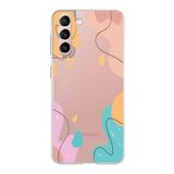 PrintiFy Samsung Galaxy S21 Plus ile Uyumlu Kapak Karışık Renkler Tasarımlı 1mm Fit Şeffaf Silikon Kılıf