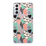 PrintiFy Samsung Galaxy S21 Plus ile Uyumlu Kapak Memphis Desen - 1 Tasarımlı 1mm Fit Şeffaf Silikon Kılıf