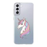 PrintiFy Samsung Galaxy S21 Plus ile Uyumlu Kapak Unicorn Tasarımlı 1mm Fit Şeffaf Silikon Kılıf