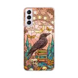 PrintiFy Samsung Galaxy S21 Plus ile Uyumlu Vitray Bilge Kuzgun Tasarımlı Şeffaf Silikon Kılıf