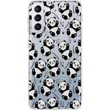 PrintiFy Samsung Galaxy S21 Plus Kamera Korumalı Kapak Panda Tasarımlı Şeffaf Kılıf