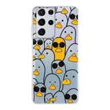 PrintiFy Samsung Galaxy S21 Ultra ile Uyumlu Kapak Duck Tasarımlı 1mm Fit Şeffaf Silikon Kılıf