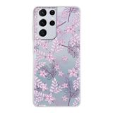 PrintiFy Samsung Galaxy S21 Ultra ile Uyumlu Kapak Floral Pudra Tasarımlı 1mm Fit Şeffaf Silikon Kılıf