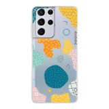 PrintiFy Samsung Galaxy S21 Ultra ile Uyumlu Kapak Geometrik Şekiller Tasarımlı 1mm Fit Şeffaf Silikon Kılıf