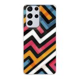 PrintiFy Samsung Galaxy S21 Ultra ile Uyumlu Kapak Labirent Grafiti Tasarımlı 1mm Fit Şeffaf Silikon Kılıf
