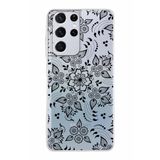 PrintiFy Samsung Galaxy S21 Ultra ile Uyumlu Kapak Nostalji Desen - B Tasarımlı 1mm Fit Şeffaf Silikon Kılıf