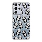 PrintiFy Samsung Galaxy S21 Ultra ile Uyumlu Kapak Panda Tasarımlı 1mm Fit Şeffaf Silikon Kılıf