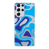 PrintiFy Samsung Galaxy S21 Ultra ile Uyumlu Kapak Renkli Desen C Mavi Tasarımlı 1mm Fit Şeffaf Silikon Kılıf
