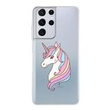 PrintiFy Samsung Galaxy S21 Ultra ile Uyumlu Kapak Unicorn Tasarımlı 1mm Fit Şeffaf Silikon Kılıf