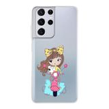 PrintiFy Samsung Galaxy S21 Ultra ile Uyumlu Kapak Vespagirl Tasarımlı 1mm Fit Şeffaf Silikon Kılıf