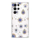 PrintiFy Samsung Galaxy S21 Ultra ile Uyumlu Nazar Boncuğu 5 Kamera Korumalı Şeffaf Silikon Kılıf