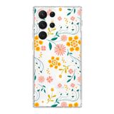 PrintiFy Samsung Galaxy S22 Ultra ile Uyumlu Kapak Çiçek Tasarımlı 1mm Fit Şeffaf Silikon Kılıf