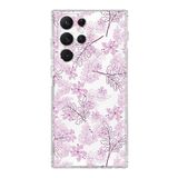 PrintiFy Samsung Galaxy S22 Ultra ile Uyumlu Kapak Floral Pudra Tasarımlı 1mm Fit Şeffaf Silikon Kılıf