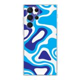 PrintiFy Samsung Galaxy S22 Ultra ile Uyumlu Kapak Renkli Desen C Mavi Tasarımlı 1mm Fit Şeffaf Silikon Kılıf