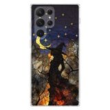 PrintiFy Samsung Galaxy S22 Ultra ile Uyumlu Vitray Cadı Saati Tasarımlı Şeffaf Silikon Kılıf