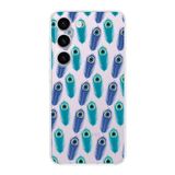 PrintiFy Samsung Galaxy S23 Plus ile Uyumlu 1mm Slim Fit Nazar Boncuğu 4 Baskılı Şeffaf Kılıf