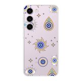 PrintiFy Samsung Galaxy S23 Plus ile Uyumlu 1mm Slim Fit Nazar Boncuğu 5 Baskılı Şeffaf Kılıf
