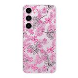 PrintiFy Samsung Galaxy S23 Plus ile Uyumlu Kapak Floral Pembe Tasarımlı 1mm Fit Şeffaf Silikon Kılıf
