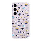 PrintiFy Samsung Galaxy S23 Plus ile Uyumlu Nazar Boncuğu 2 Kamera Korumalı Şeffaf Silikon Kılıf
