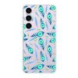 PrintiFy Samsung Galaxy S23 Plus ile Uyumlu Nazar Boncuğu 3 Kamera Korumalı Şeffaf Silikon Kılıf
