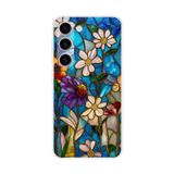 PrintiFy Samsung Galaxy S23 Plus ile Uyumlu Vitray Mavi Bahar Tasarımlı Şeffaf Silikon Kılıf