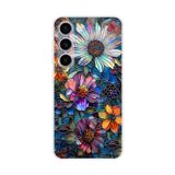 PrintiFy Samsung Galaxy S23 Plus ile Uyumlu Vitray Mücevher Flora Tasarımlı Şeffaf Silikon Kılıf