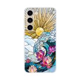PrintiFy Samsung Galaxy S23 Plus ile Uyumlu Vitray Okyanus Sabahı Tasarımlı Şeffaf Silikon Kılıf