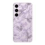Printify Samsung Galaxy S23 Plus Kamera Korumalı Kapak Floral Lila Tasarımlı Şeffaf Kılıf