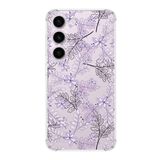 Printify Samsung Galaxy S23 Plus Köşe Korumalı Antişok Kapak Floral Lila Tasarımlı Şeffaf Kılıf