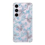 Printify Samsung Galaxy S23 Plus Köşe Korumalı Antişok Kapak Floral Mavi Tasarımlı Şeffaf Kılıf