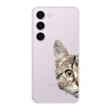 PrintiFy Samsung Galaxy S23 Plus Uyumlu Kamera Korumalı Kapak Catface Tasarımlı Şeffaf Silikon Kılıf