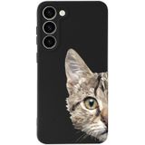 PrintiFy Samsung Galaxy S23 Plus Uyumlu Lansman Kılıf Catface Tasarımlı İçi Kadife Kapak siyah