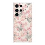 PrintiFy Samsung Galaxy S23 Ultra ile Uyumlu Kapak Floral Kırmızı Tasarımlı 1mm Fit Şeffaf Silikon Kılıf
