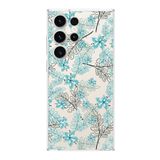 PrintiFy Samsung Galaxy S23 Ultra ile Uyumlu Kapak Floral Su Yeşili Tasarımlı 1mm Fit Şeffaf Silikon Kılıf