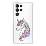 PrintiFy Samsung Galaxy S23 Ultra ile Uyumlu Kapak Unicorn Tasarımlı 1mm Fit Şeffaf Silikon Kılıf